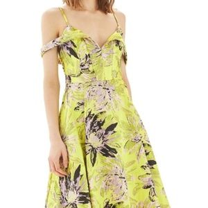 TOPSHOP Floral Jacquard Midi Dress Sz 2